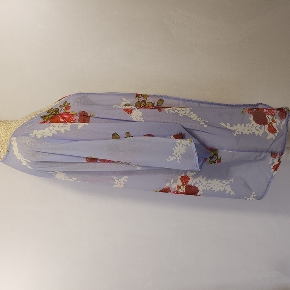 Women's Lavender Chiffon Beach Cardigan Blouse Shawl Loose Top Outerwear Size M - Picture 5 of 13